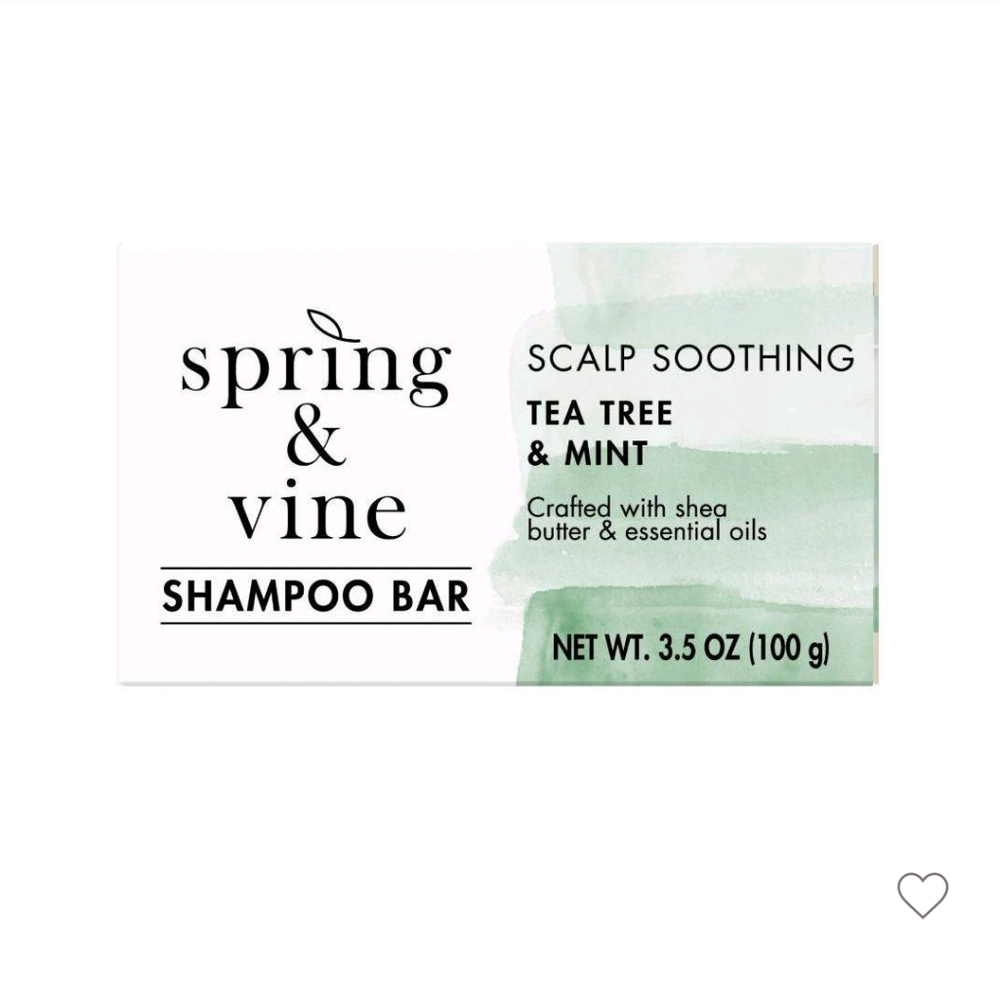 Spring & Vine Tea Tree and Mint Soothing Shampoo Bar - full size, Brand new